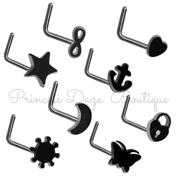 Black Design Nose Rings - Picture 1 of 2